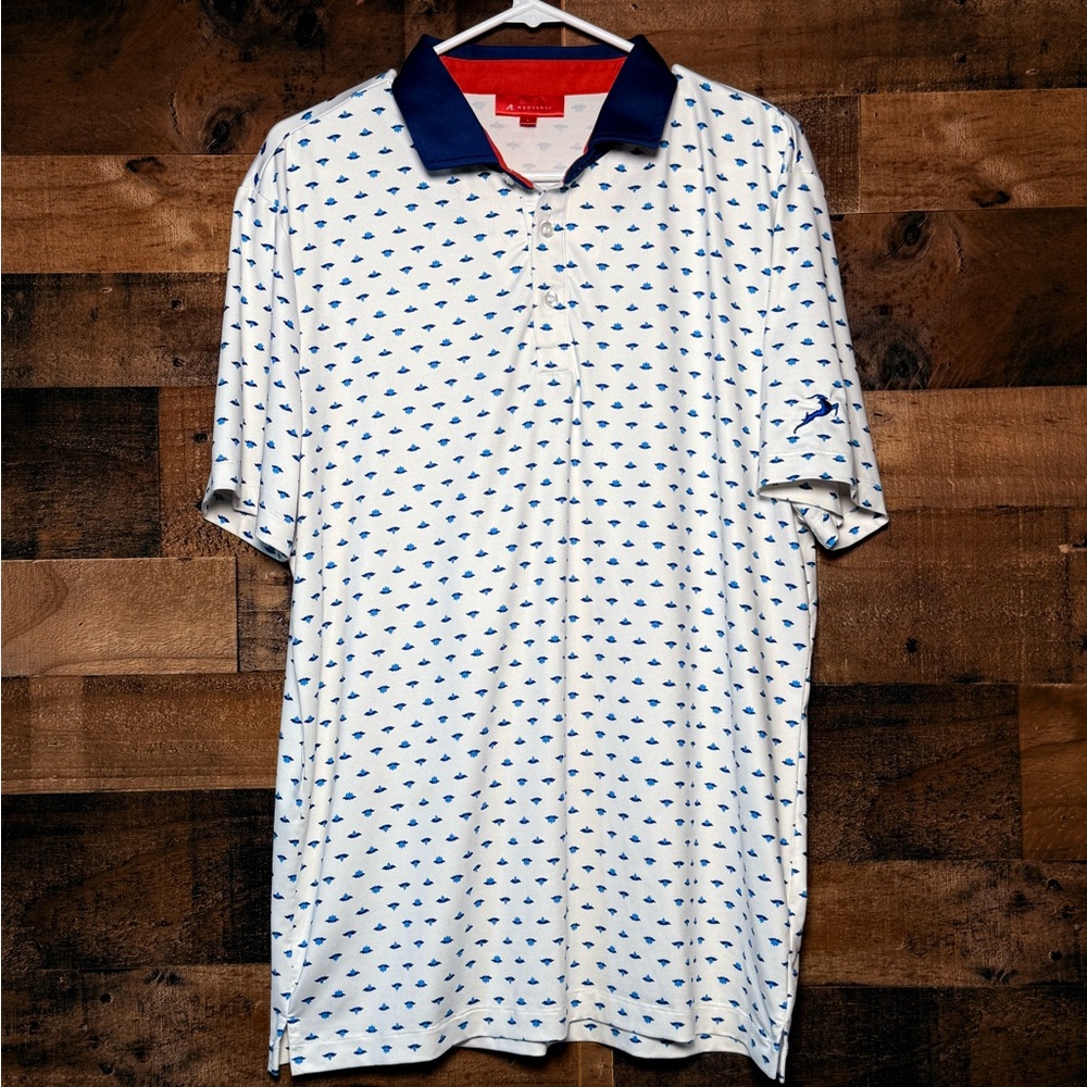New Nwot Redvanly Men's White Blue Golf Polo Shir… - image 1